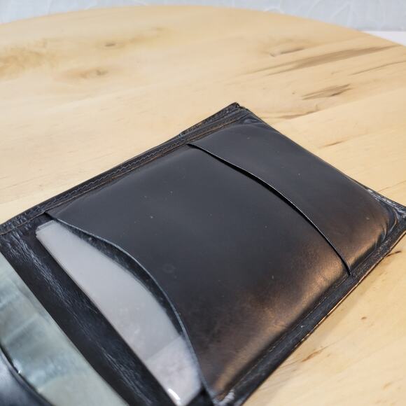 Vintage Bi Fold Wallet Mens Black Croc Embossed Soft Leather Cash Card Slots - Picture 5 of 12